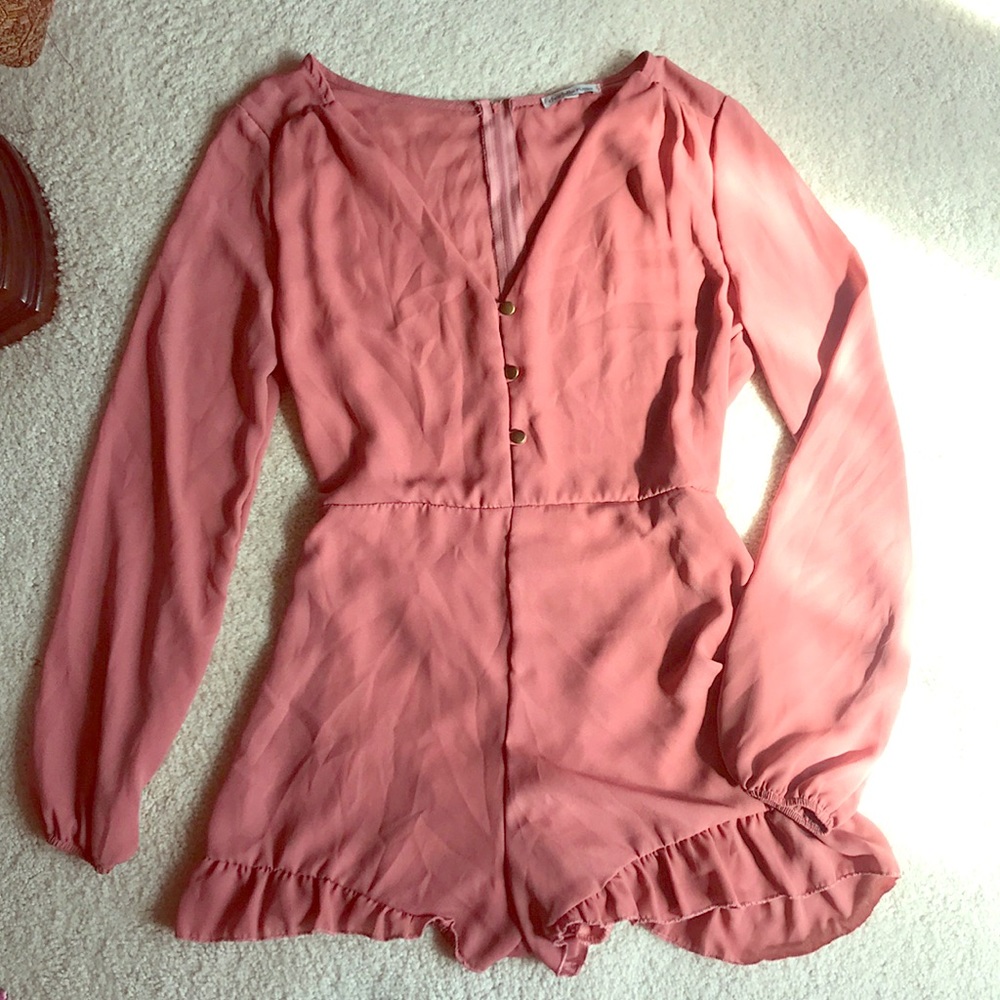 Mauve button up romper
